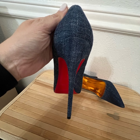 Christian Louboutin So Kate 120 Blue Denim Saba Gold Stiletto Heel Pump 41 - Picture 4 of 11